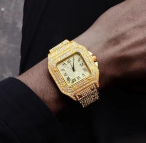 3PC Crystal Watch, Necklace & Bracelet Set for Men