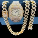 3PC_Set Crystal Watch for Men Necklace Bracelet