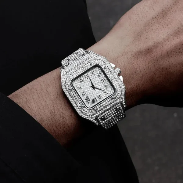 3PC/Set Crystal Watch for Men Necklace Bracelet - Image 4