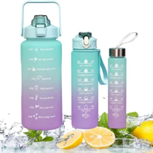 3 Set Water Bottle, Sports Water Bottles with Straw